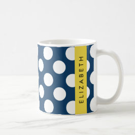 Blå marinblå Polka dots, Polka Dot Mönster, ditt n Kaffemugg
