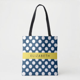Blå marinblå Polka dots, Polka Dot Mönster, ditt n Tygkasse