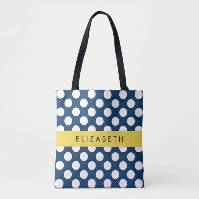 Blå marinblå Polka dots, Polka Dot Mönster, ditt n Tygkasse (Framsida)