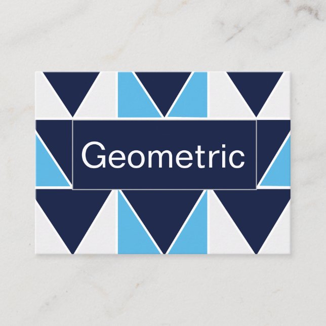 Blå Marinblå Vit Triangel Geometrisk  Visitkort (Framsida)