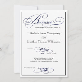 Blå marinblått blir en skript-bröllopsinbjudan inbjudningar