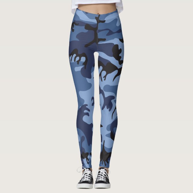 Blå marinkamouflage, militär, armé leggings (Framsida)