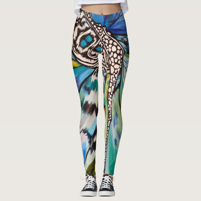 Blå Mariposa Leggings (Framsida)