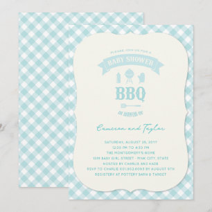 Blå Märken Grillning Pojke Baby Shower Sommarfest Inbjudningar