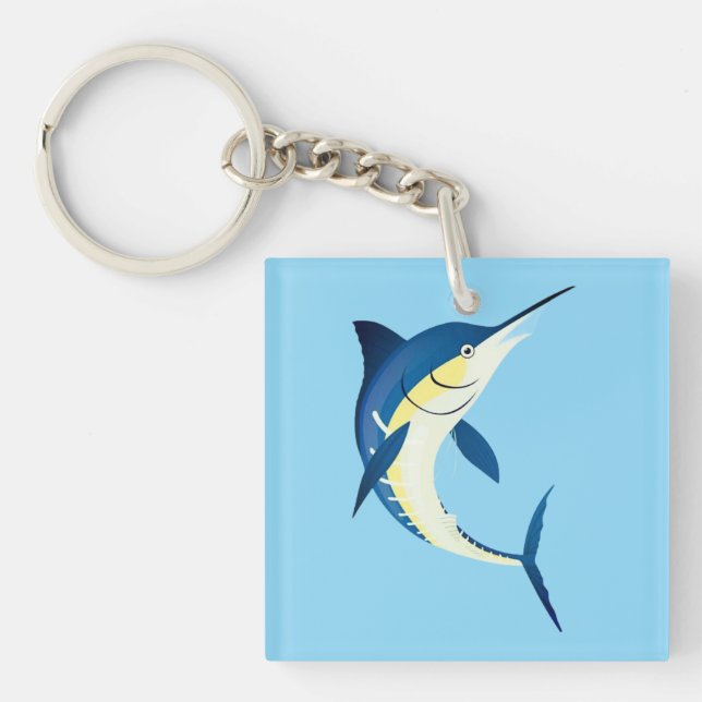 Blå Marlin Akryl Nyckelring (Framsidan)
