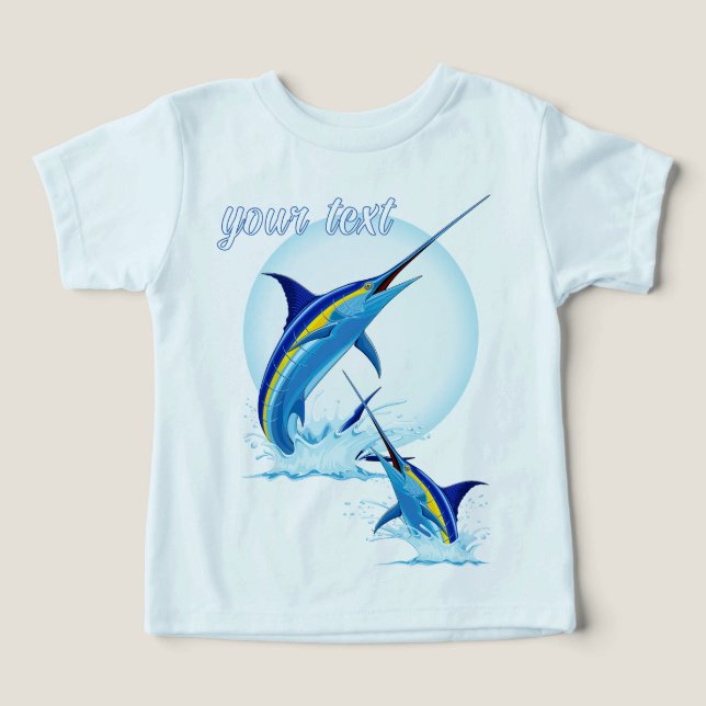Blå Marlin hoppar ur havet T Shirt (Design Framsida)