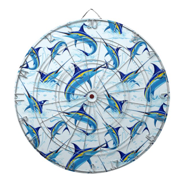 Blå Marlin hoppar ut ur havet Darttavla (Framsidan)