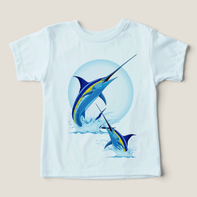 Blå Marlin hoppar ut ur havet T Shirt (Design Framsida)