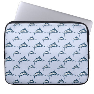 Blå Marlin Mönster Laptop Fodral
