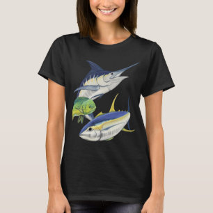 Blå marlin, tonfisk och dolphin t shirt