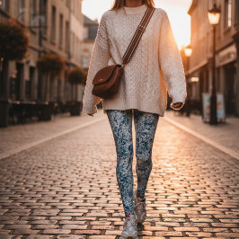 Blå Marmor Abstrakt Leggings