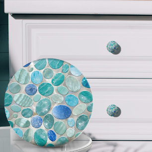 Blå marmor, ädelstenar mönster knopp