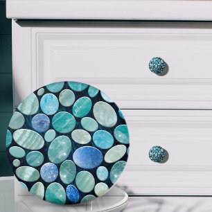 Blå marmor, ädelstenar mönster knopp