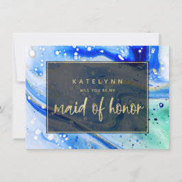Blå marmor blir mitt Maid of honor-kort