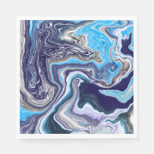 Blå marmor, fluid Art Birthday Pappersservett