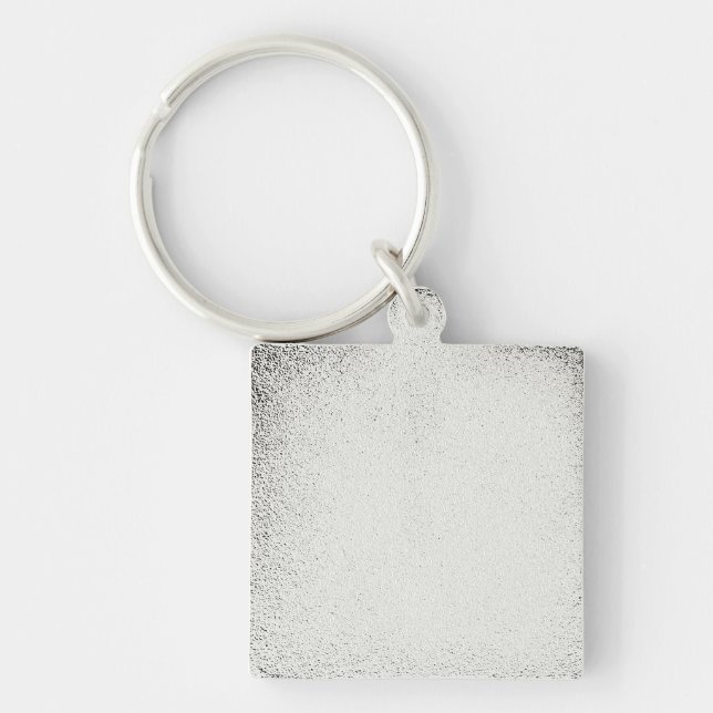 blå marmor  fyrkantig silverfärgad nyckelring (Baksida)