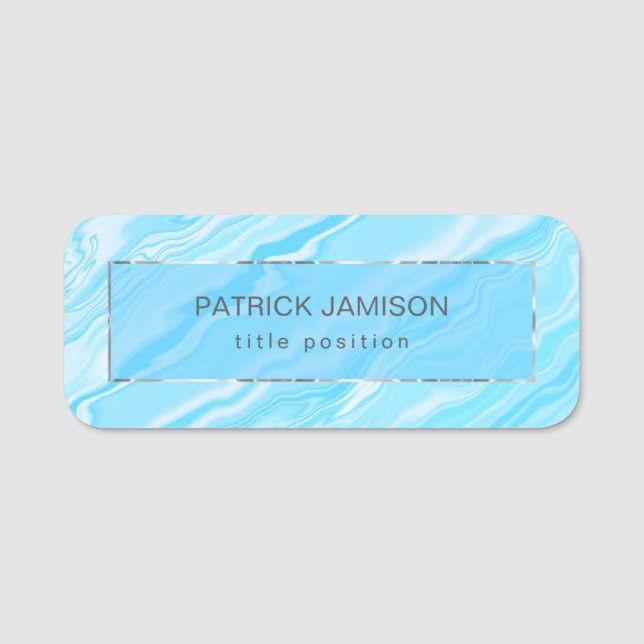 Blå marmor med Ram Namnbricka (Framsida)