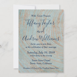 Blå marmor och koppar Bröllop Inbjudningar