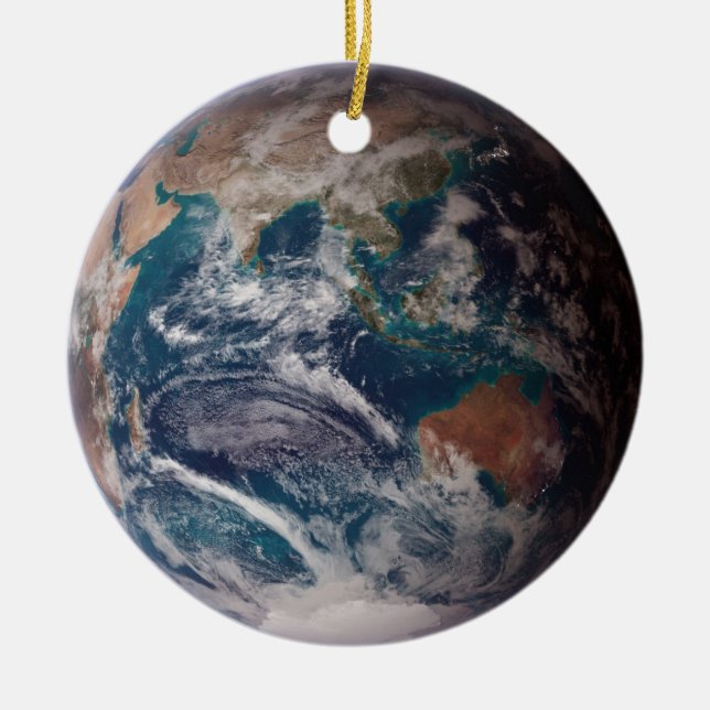 Blå marmor (Östra Hemisphere) Julgransprydnad Keramik (Framsidan)