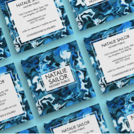 Blå marmor, unik, minimal, modern, notarius public fyrkantigt visitkort