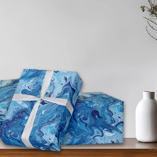 Blå marmor vätske konst presentpapper