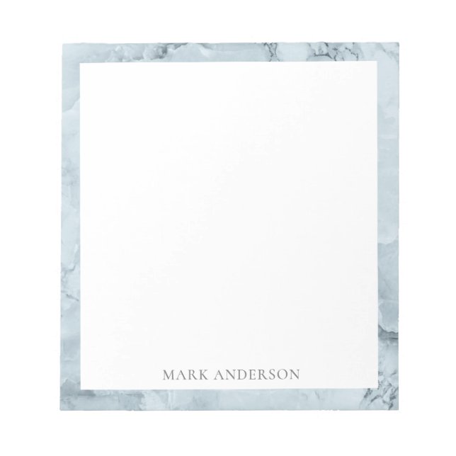 blå marmorerad elegant monogram anteckningsblock (Framsida)