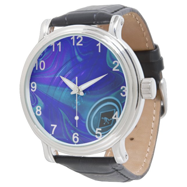 Blå marmorerad Gräsmatta Bowl, Manar Wristwatch Armbandsur (Vinklad)