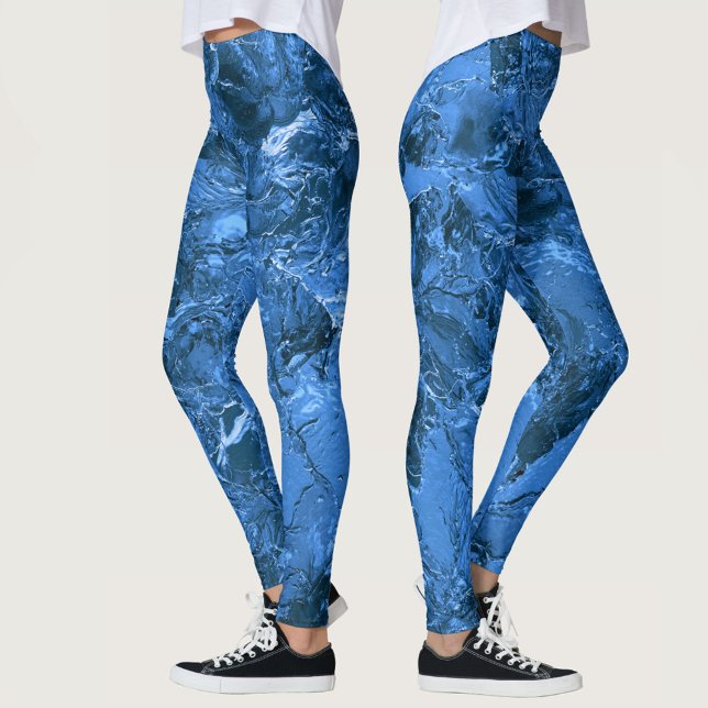 Blå marmorerad himmel och hav leggings (Skapare uppladdad)