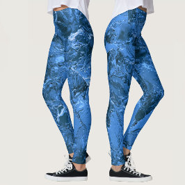 Blå marmorerade Himlar och sjön Leggings