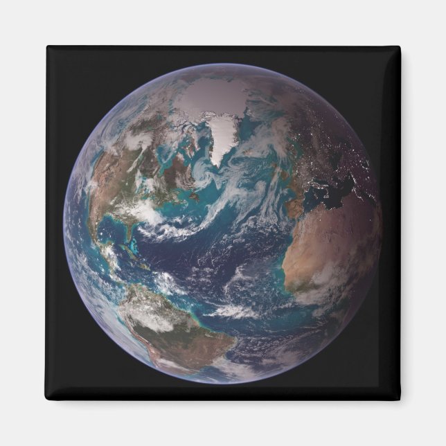 Blå marmorjord (Westerna halvklotet) Magnet (Framsidan)