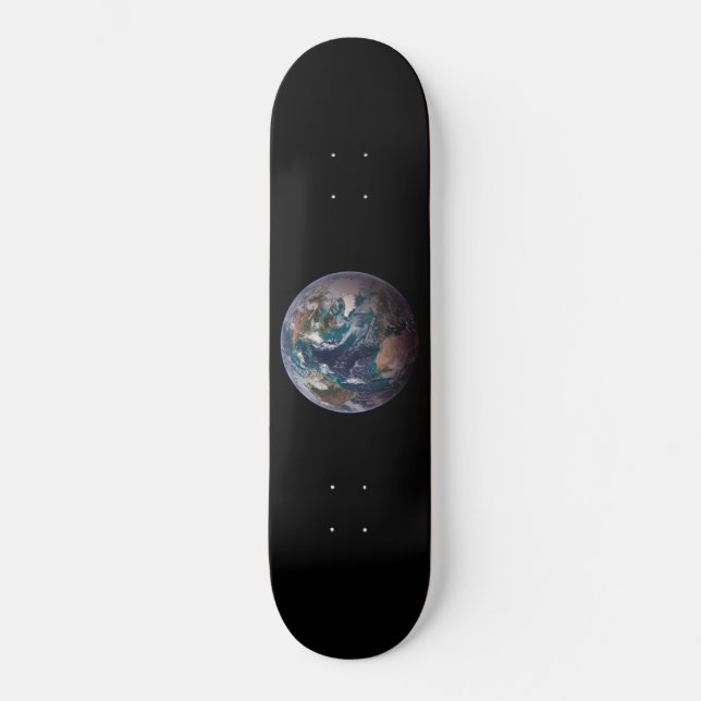 Blå marmorjord (Westerna halvklotet) Mini Skateboard Bräda 18,5 Cm (Framsida)