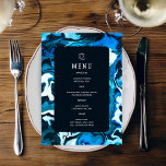 Blå Marmorkula Davidsstjärna Beställning Bar/Bat M Meny<br><div class="desc">Perfekt menykort för en bat mitzvah, bar mitzvah eller annan judisk fest! Handgjord abstrakt konst på framsida och baksida! HELT ANPASSNINGSBAR! Klicka på ” Anpassa” ovan för att redigera texten. Klicka på "redigera med designverktyg" för att justera typsnitt, färger och placeringar och för att ta bort baksidans design om du...</div>