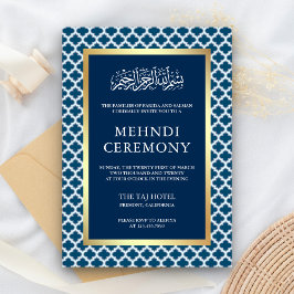 Blå marockansk quatrefoil islamisk Mehndi-ceremoni Tilläggskort