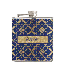 Blå marockansk sprit eller vin vinylomsluten fältf fickplunta