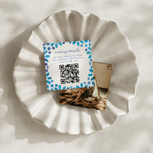 Blå marockanska kakel QR-kod bröllop Tilläggskort