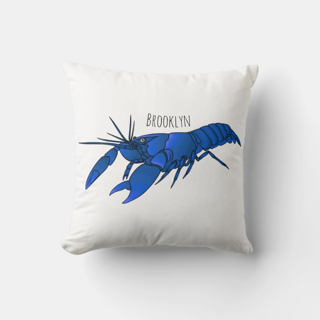 Blå marron kräfta serieillustration kudde (Framsida)