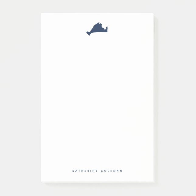 Blå marthas Vineyard Karta Monogram Post-it Block (Framsida)