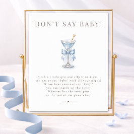 Blå Martini Baby Shower Game Säg Inte Baby Skylt
