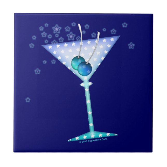 BLÅ MARTINI Coasterbricka Kakelplatta (Framsidan)
