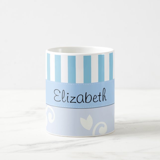Blå mask, blå Rand, stripe, ditt namn Kaffemugg (Center)