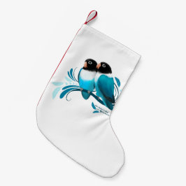 Blå Mask Lovebird Liten Julstrumpa
