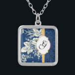 Blå mask, monogrammed cellklace-mall silverpläterat halsband<br><div class="desc">Underbar gåva till dam och flickor. Snygg gåva också.</div>