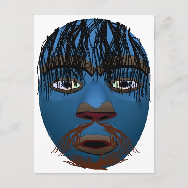 Blå mask vykort (Framsida)