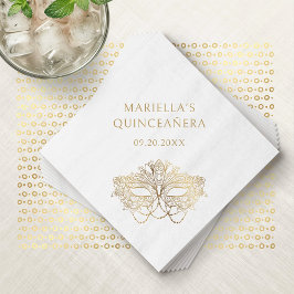 Blå maskeradmask Elegant Quinceanera Pappersservett