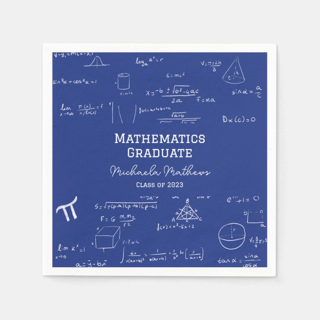 Blå matematik examensklass för examen pappersservett (Framsidan)