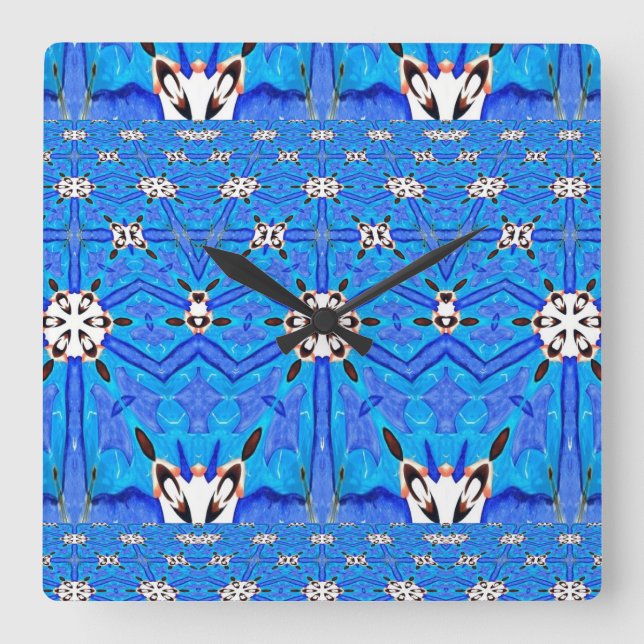blå matrisrutnätsklocka fyrkantig klocka (Framsida)