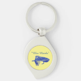 Blå Matuka-strömmare, flygbindning, flygfiske kons Swirl Silverfärgad Nyckelring