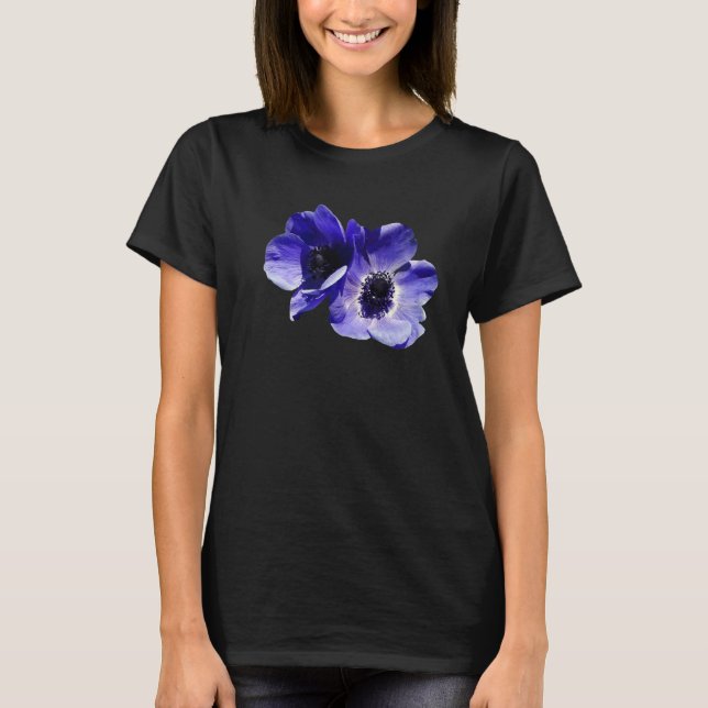 Blå Mauve Anemon Vektor Urklipp T Shirt (Framsida)