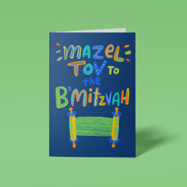 Blå Mazel Tov B'Mitzvah Kort