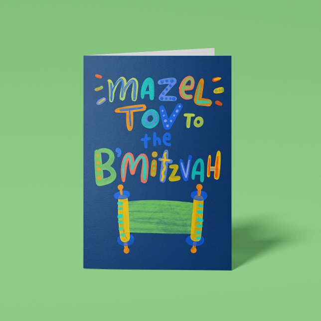 Blå Mazel Tov B'Mitzvah  Kort (Skapare uppladdad)